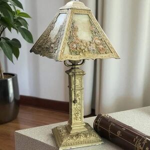 RARE Floral Victorian Heavy Metal Boudoir Lamp